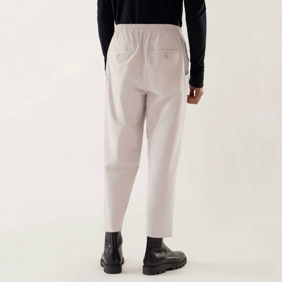 COS Angled Patch Pocket Trouser Relaxed Pleat Front Cropped Pant Beige Small - Picture 4 of 16